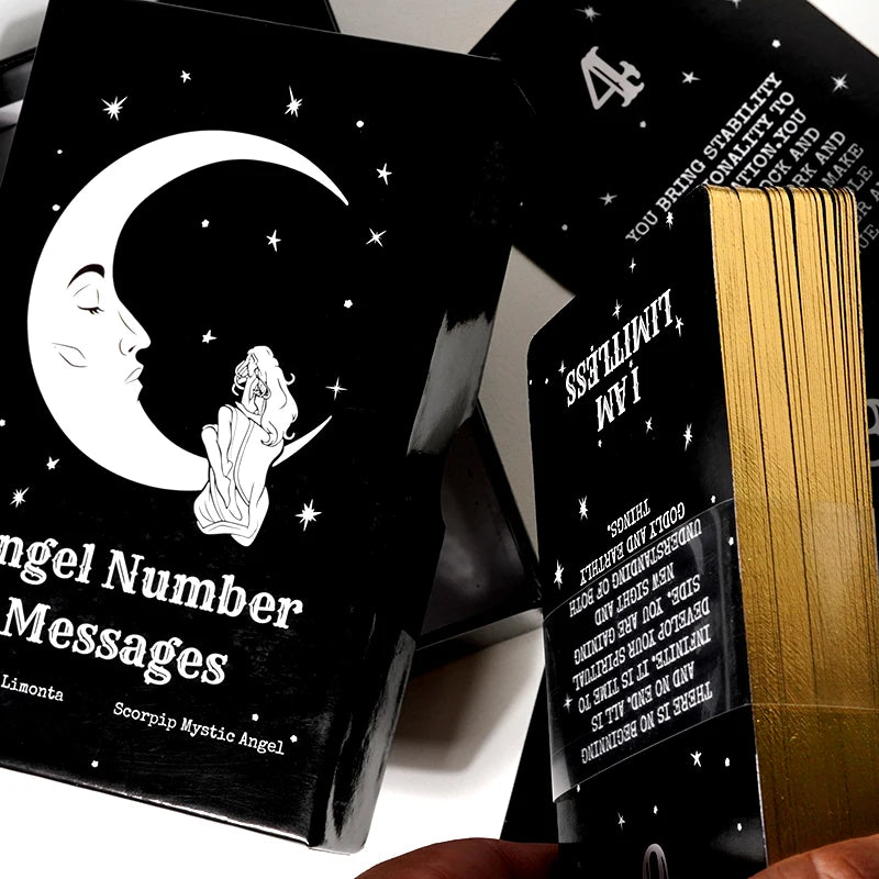 Angel Number Messages Oracle Cards 13x7x4cm Deck Affirmation Oracle Deck Gold Gilded Edging Cover Box with Instructions Angel nu
