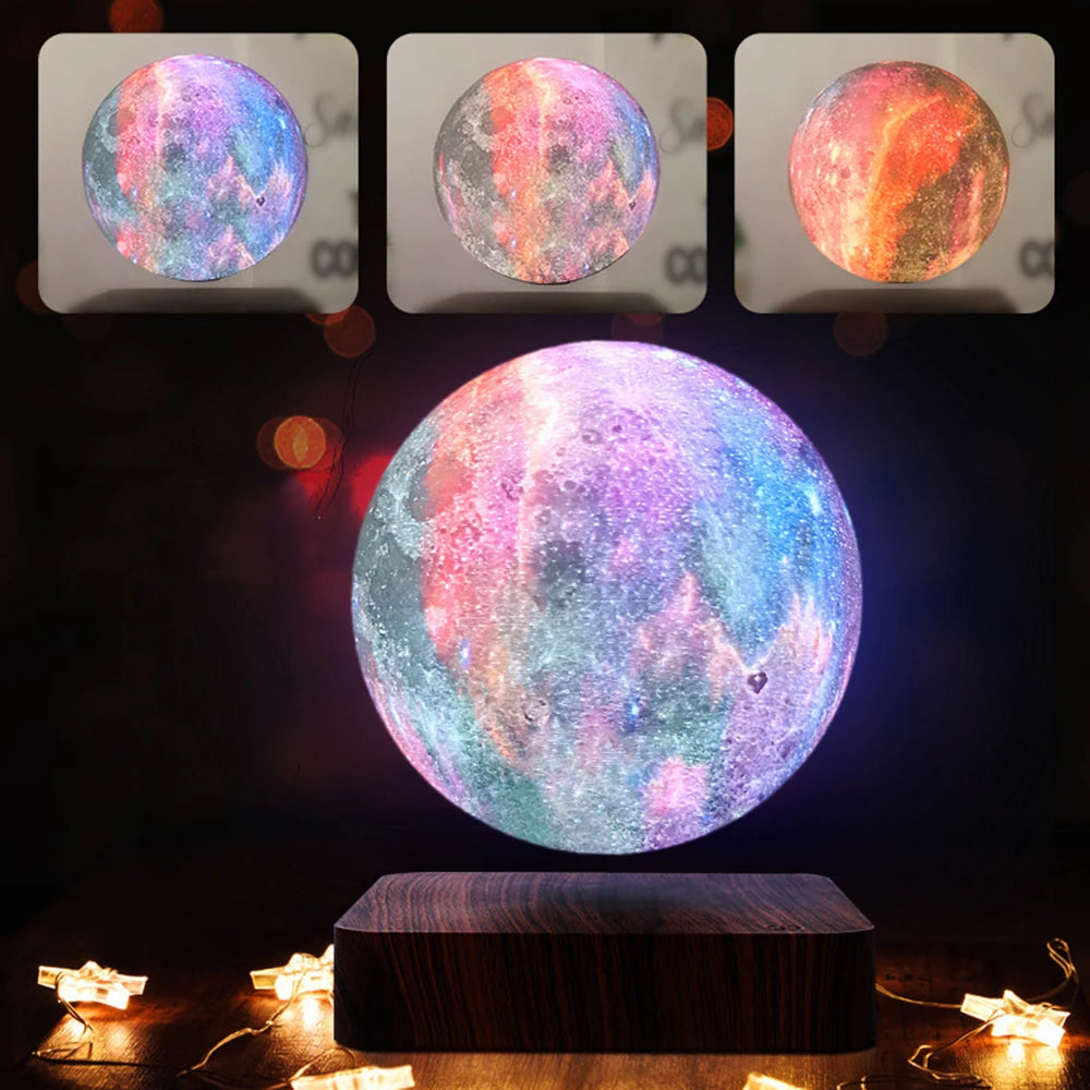 Magnetic Levitating Starry Sky Light 3D Printing Levitating Galaxy Moon Lamp Bedroom Bedside Atmosphere Lamp for Friends Gift