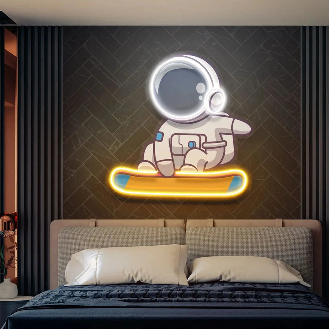 Astronaut Neon Sign Skateboard Astronaut Neon for Wall Decor Bedroom Decor Kid Astronaut Neon Sign Larger Size Neon Home Gifts
