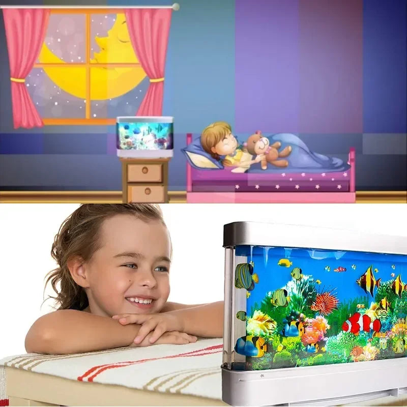 Tropical Fish Tank Lamps Artificial Aquarium Decor Virtual Ocean in Motion Night Light For Children Halloween Christmas Gift Toy