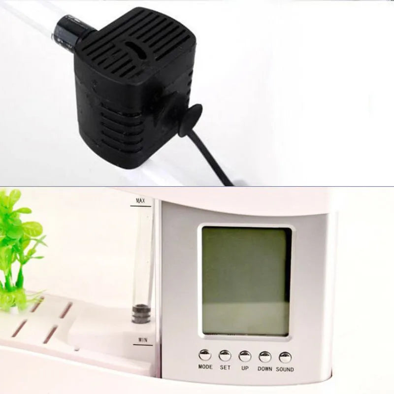 NEW usb mini goldfish bowl table lamp small multifunctional ecological aquarium office decoration fish tank clock night light