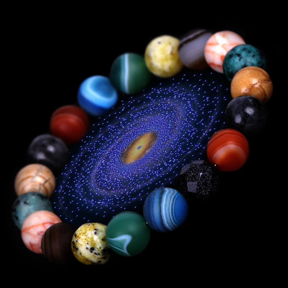 DIEZI 7 Style Yoga Eight Planets Natural Stone Mala Beads Strand Bracelet For Men Women Handmade Universe Solar Chakra Bracelet