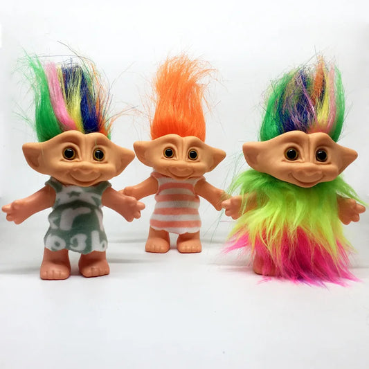 8styles Anime Action Figure Colorful Hair Kawaii Family Members Troll Magic Doll Toys For Children Nostalgic Adult
