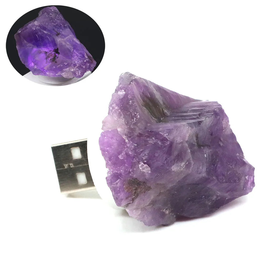 Natural Irregular Reiki Healing Stones Agate Crystals Geode Slice Stone Quartz USB Light Small Night Lamp For Bedroom Home Decor