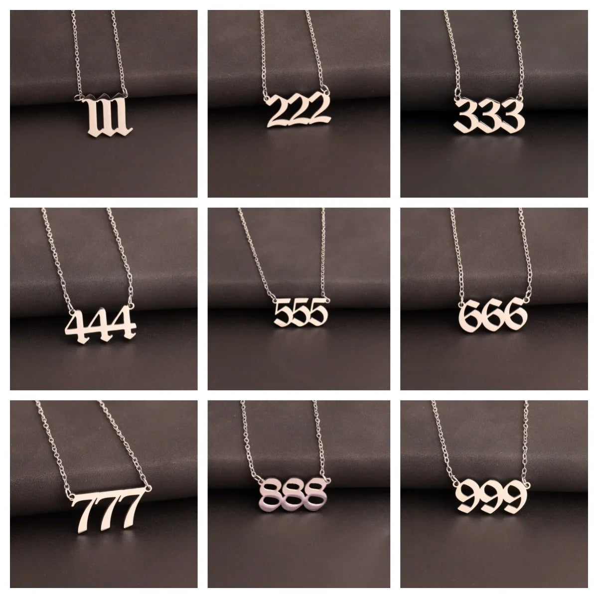 Stainless Steel Lucky Number 111 222 333 444 555 666 777 888 999 Angel Number Necklace Silver Number Pendant Gift for Her