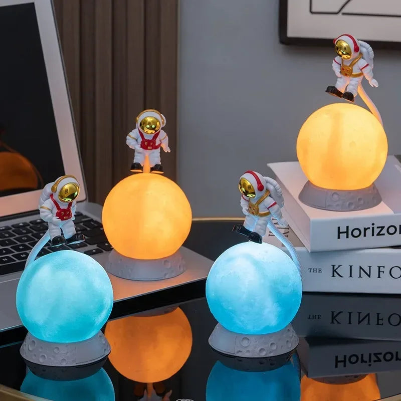 "Astronaut LED Night Light - Desktop Decor Lamp with USB Charging - Perfect for Children's Bedroom Bedside - Battery Operated - Provides Eye Protection