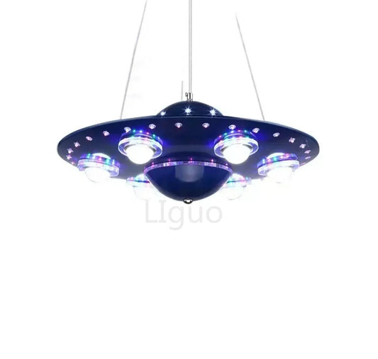 Cartoon creation color LED flying saucer chandelier boy girl bedroom children's room lamp cartoon spaceship chandelier