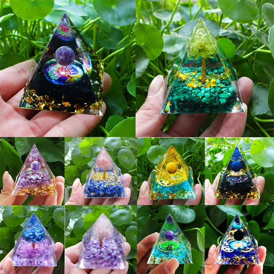 5cm Natural Crystal Decor Stone Orgen Pyramid Decoration Pyramids Art Carfts Christmas Gifts Ornaments Orgone Chakra Meditation