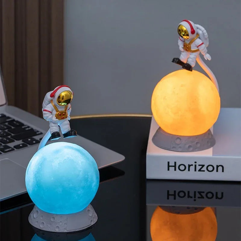 "Astronaut LED Night Light - Desktop Decor Lamp with USB Charging - Perfect for Children's Bedroom Bedside - Battery Operated - Provides Eye Protection