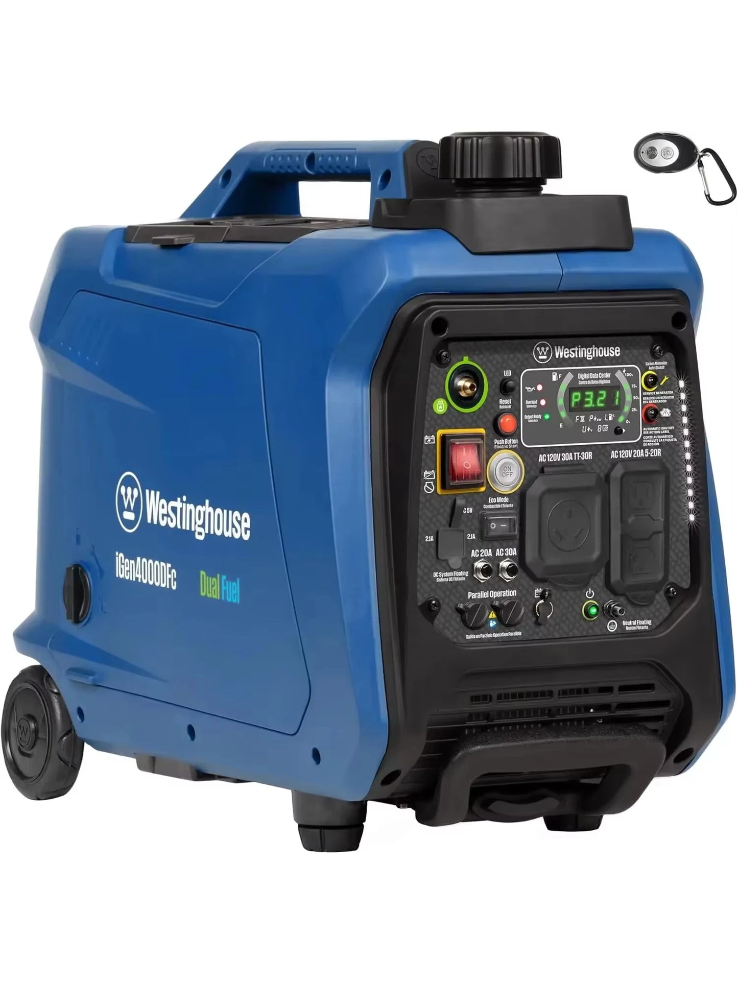 Westinghouse Outdoor Power Equipment 4000 Peak Watt Super Quiet Dual Fuel Portable Inverter Generator, Remote Electric Start,