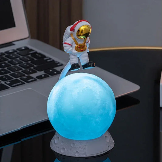 "Astronaut LED Night Light - Desktop Decor Lamp with USB Charging - Perfect for Children's Bedroom Bedside - Battery Operated - Provides Eye Protection