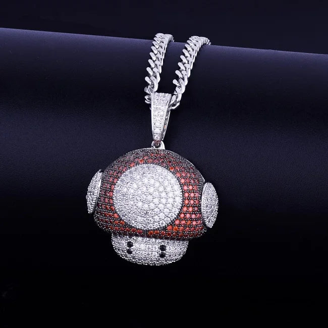 Mushroom Black Pendant Necklace