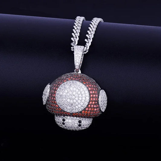 Mushroom Black Pendant Necklace