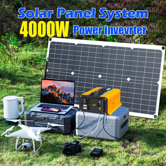 2000W Solar Panel Kit - 12V Battery Charger 4000W 110V/220V Inverter for Complete Home & Outdoor Power System