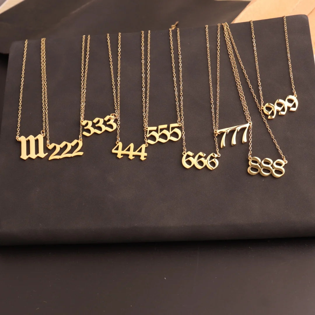 Stainless Steel Lucky Number 111 222 333 444 555 666 777 888 999 Angel Number Necklace Silver Number Pendant Gift for Her