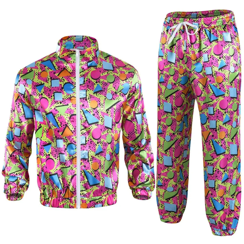 Retro Disco Hippie 70s 80s Cosplay Costume Full Sets Tops Pants Uniform Suits for Adult Outfit Halloween Carnival Party Roleplay