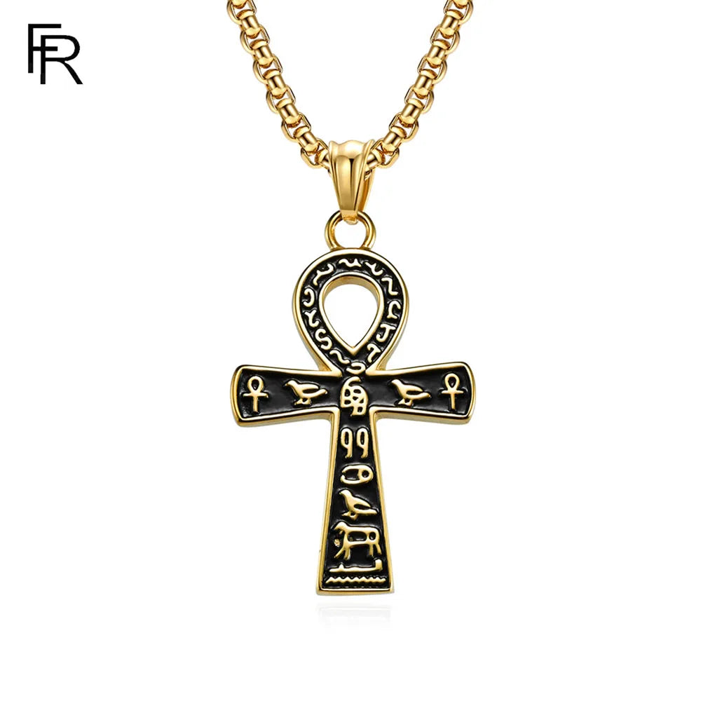 Ancient Egyptian Symbol Ankh Cross Titanium Steel Necklace Christmas Holiday Gift