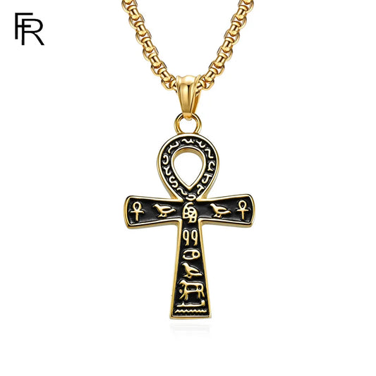 Ancient Egyptian Symbol Ankh Cross Titanium Steel Necklace Christmas Holiday Gift