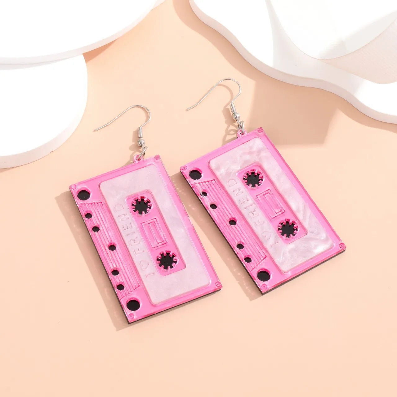 Retro Magnetic Tape Earrings for 80’s Party Women Girls Punk Cassette Crush Colorful Drop Dangle Earring Party Night Club Pretty
