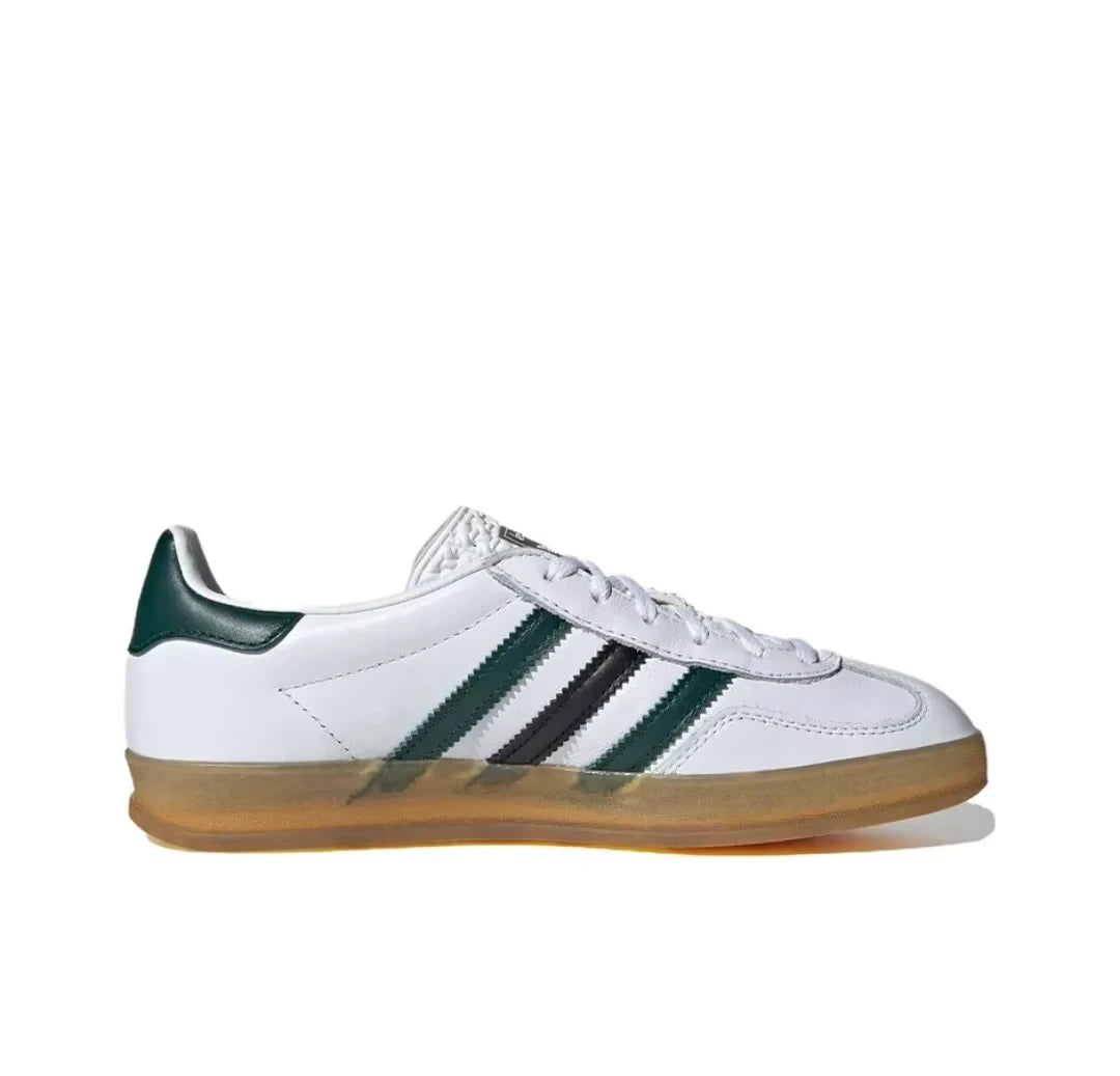 Adidas Gazelle Indoor White Collegiate Green (Women's) IE2957 Anti-slip Wear-resistant Low-top Sneakers For Men And Women