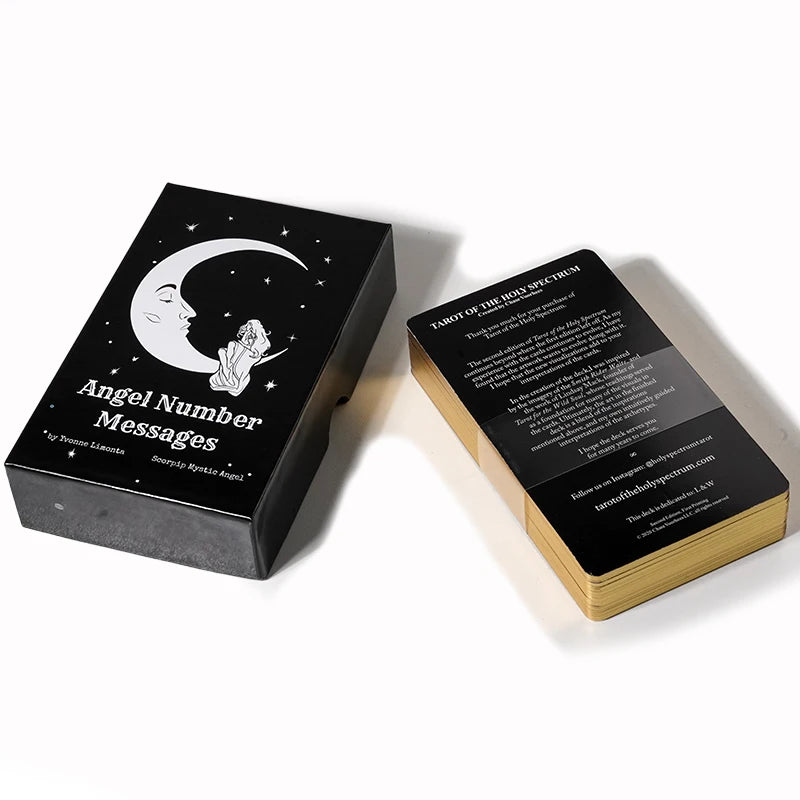 Origin Size Angel Number Messages Oracle Cards 13x7x4cm Deck Affirmation Oracle Deck Gold Gilded Edging Cover Box with Meaning