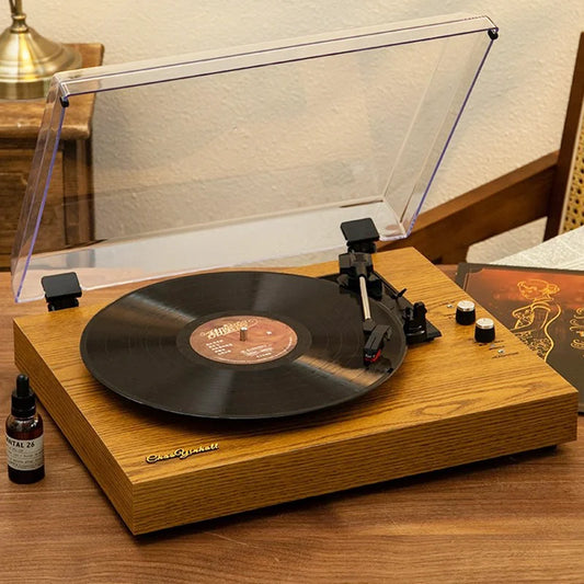 Bluetooth Vinyl Record Player T01,3-Speed Turntable with Stereo Speakers , with RCA Out, AUX in,best gift for him/her