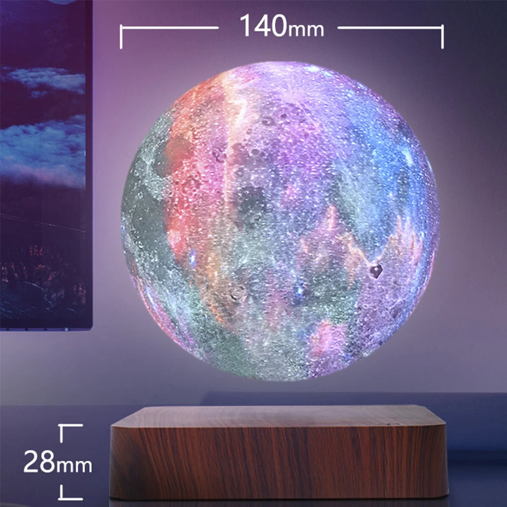 Magnetic Levitating Starry Sky Light 3D Printing Levitating Galaxy Moon Lamp Bedroom Bedside Atmosphere Lamp for Friends Gift