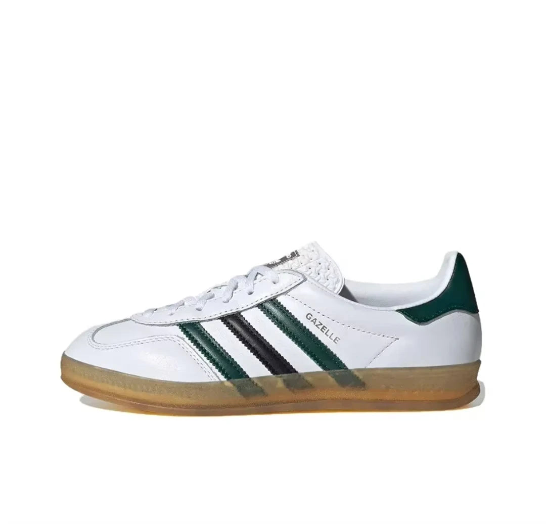 Adidas Gazelle Indoor White Collegiate Green (Women's) IE2957 Anti-slip Wear-resistant Low-top Sneakers For Men And Women