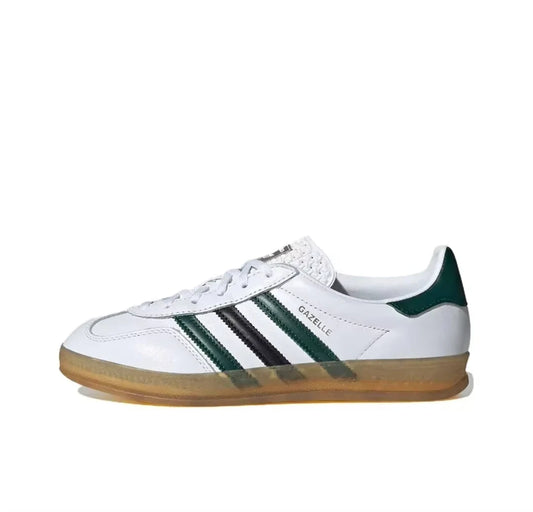 Adidas Gazelle Indoor White Collegiate Green (Women's) IE2957 Anti-slip Wear-resistant Low-top Sneakers For Men And Women