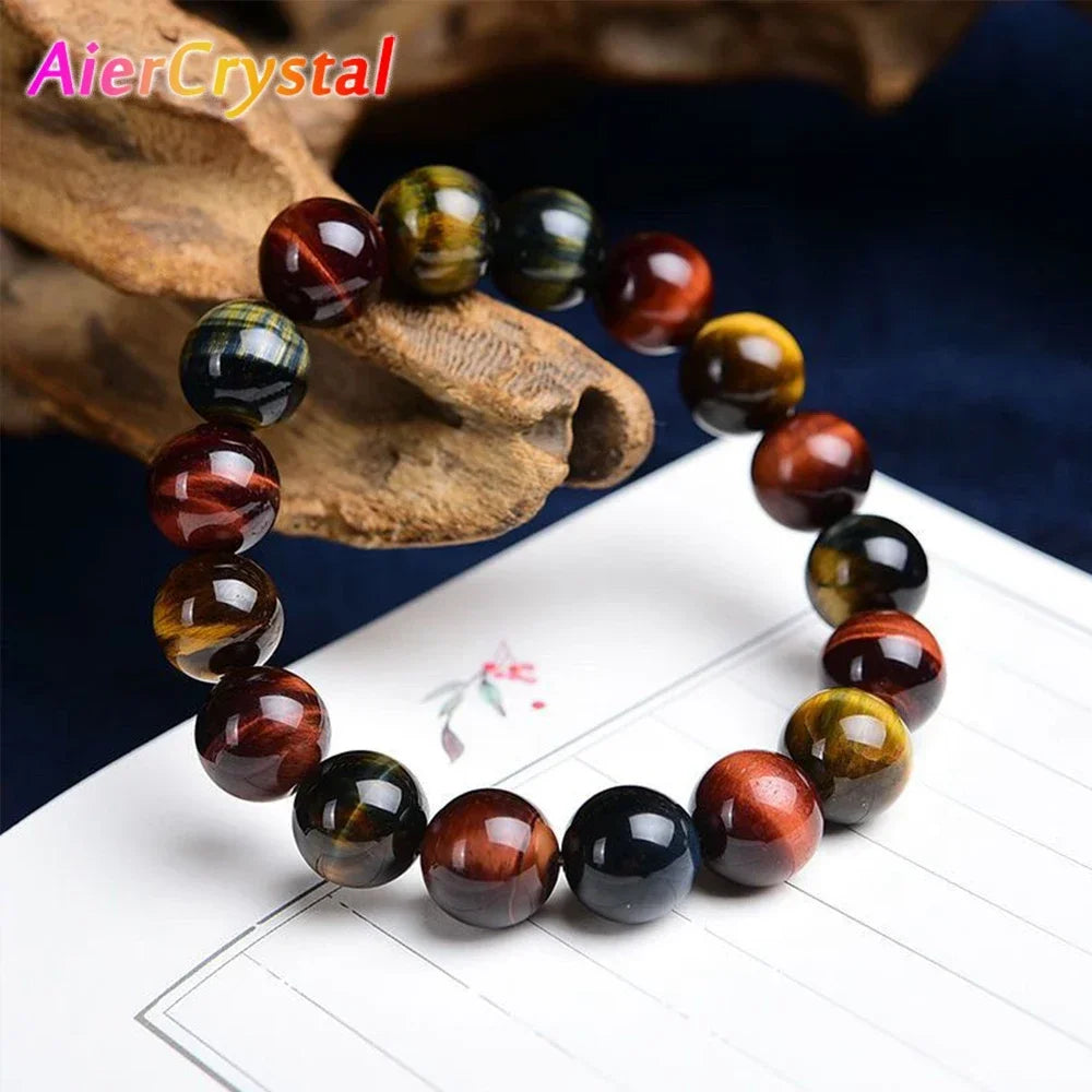 Fashion Tiger Eye Bracelet Men and Women Charm Natural Stone Jewelry Healing Buddha Elastic Rope Couple Crystal Bead Bracelet