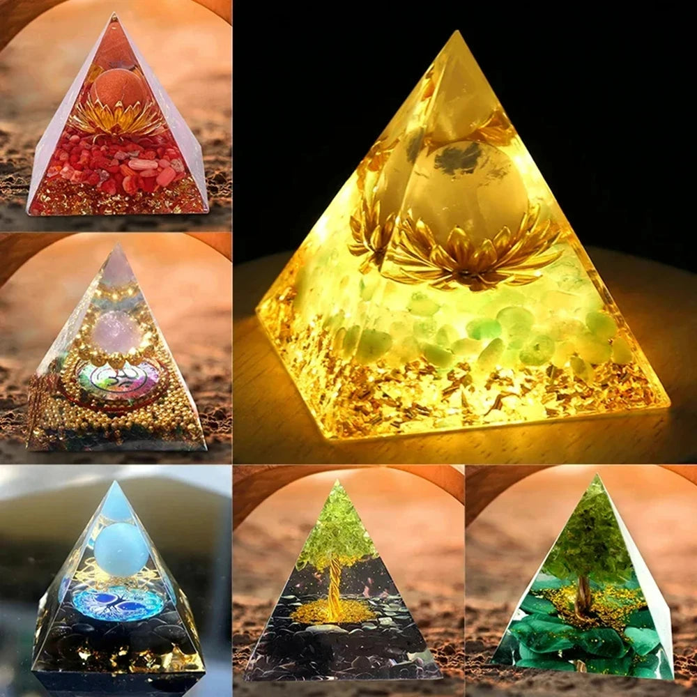 5cm Natural Crystal Decor Stone Orgen Pyramid Decoration Pyramids Art Carfts Christmas Gifts Ornaments Orgone Chakra Meditation