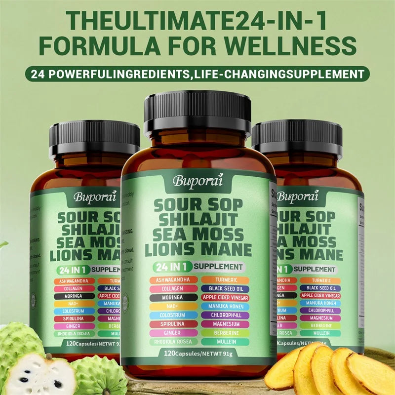 24-In-1 Soursop Supplement - Improve Skin Health, Anti-oxidation, Promote Digestion, Intestinal Detoxification