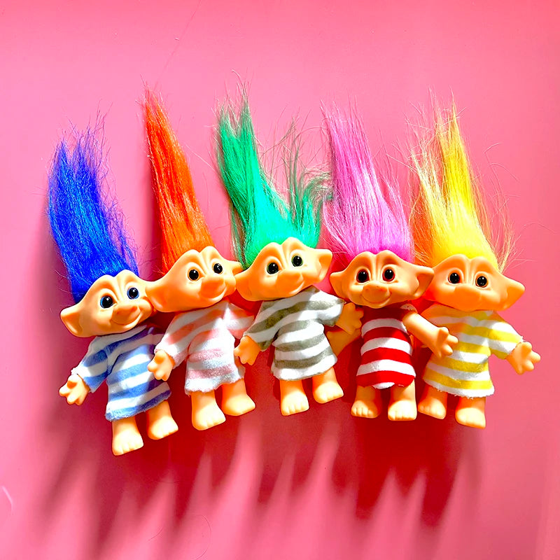 8styles Anime Action Figure Colorful Hair Kawaii Family Members Troll Magic Doll Toys For Children Nostalgic Adult