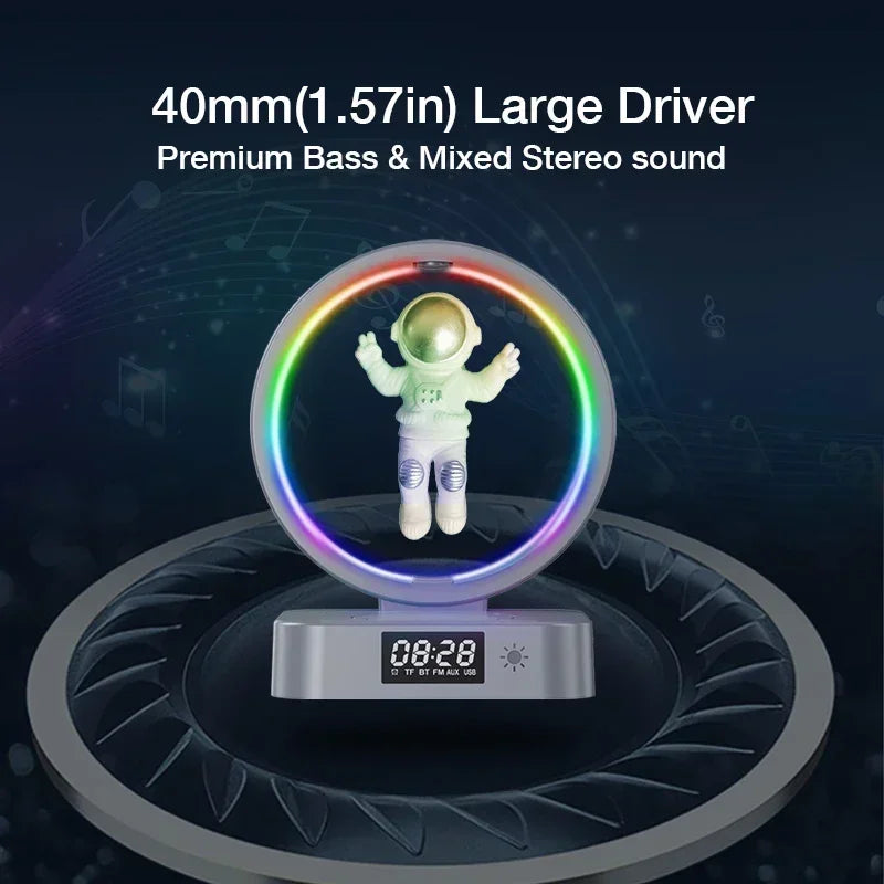 ZIHOTLE Magnetic Levitating Bluetooth Speaker Floating Astronaut Speakers Sound Box with LED Light Show Wireless Charger