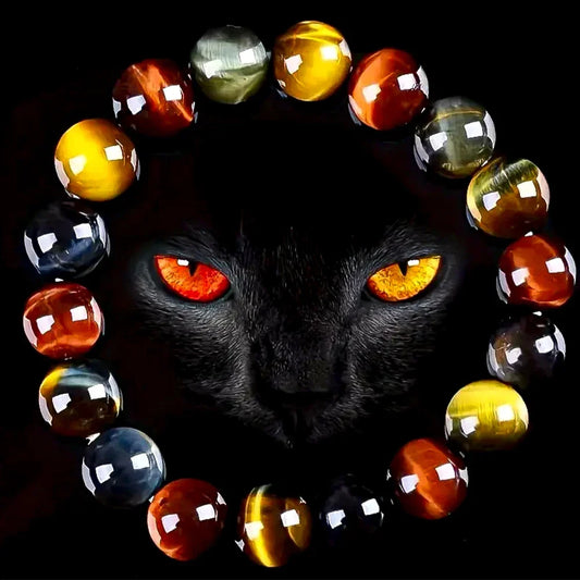 Fashion Tiger Eye Bracelet Men and Women Charm Natural Stone Jewelry Healing Buddha Elastic Rope Couple Crystal Bead Bracelet