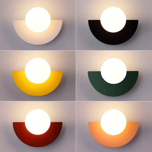 Background Home Decoration Wall Lamps Plastic Ball Lampshade G9 Bulb Round Sconce Light LED Bedroom Corridor Night Sconce Lustre