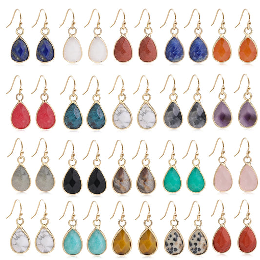 Waterdrop Natural Stone Dangle Labradorite Earrings for Women Newly Designed Female Daily Wear Wholesale Dropshiping