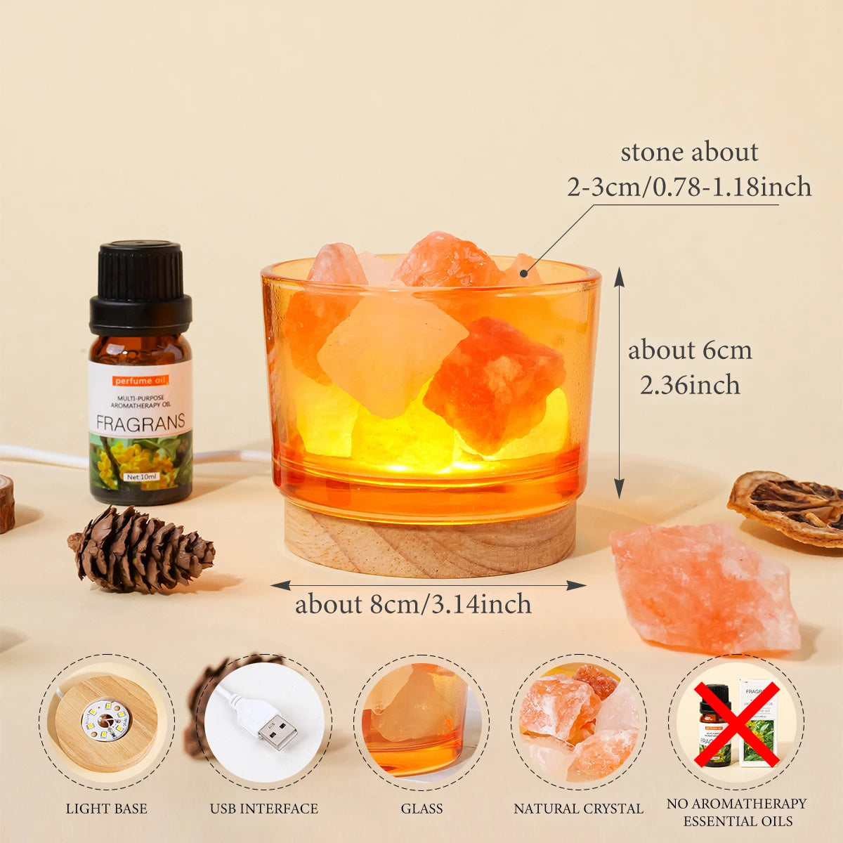 1pc Natural Crystal Raw Stone Aromatherapy Minerals Rose Quartz Fragrant Incense Decorative Lamp Home Decoration