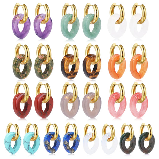 Natural Gemstone, Women's Earrings, Stainless Steel Earrings opal earrings bijoux femme  pendientes acero inoxidable