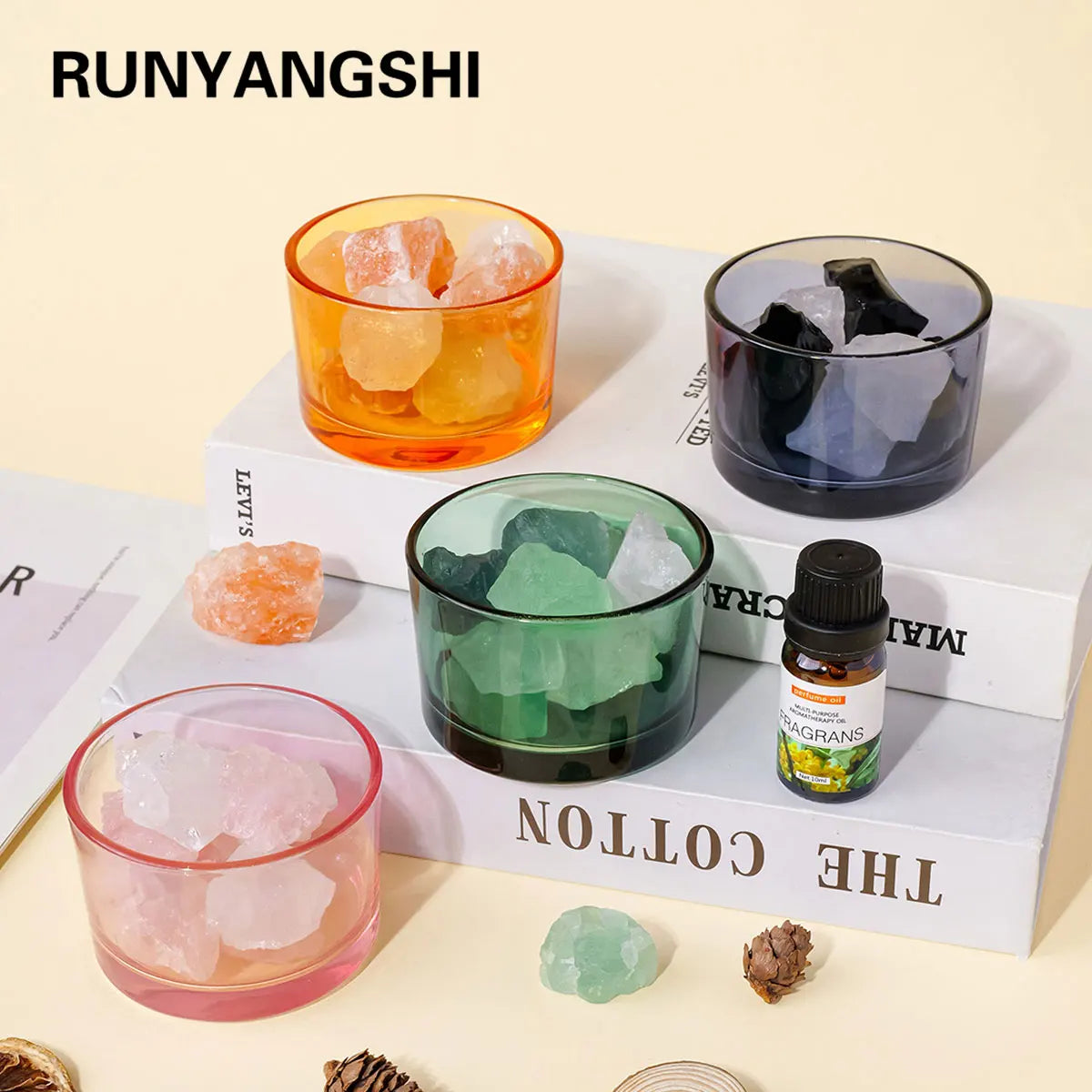 1pc Natural Crystal Raw Stone Aromatherapy Minerals Rose Quartz Fragrant Incense Decorative Lamp Home Decoration
