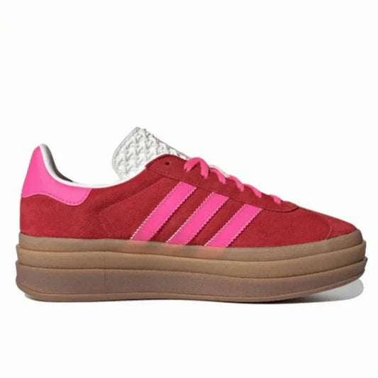 Adidas Originals GAZELLE BOLD Men Women Skateboarding Shoes Non-slip Wear Resistant Comfortable Low Top Board Shoes Red Powder