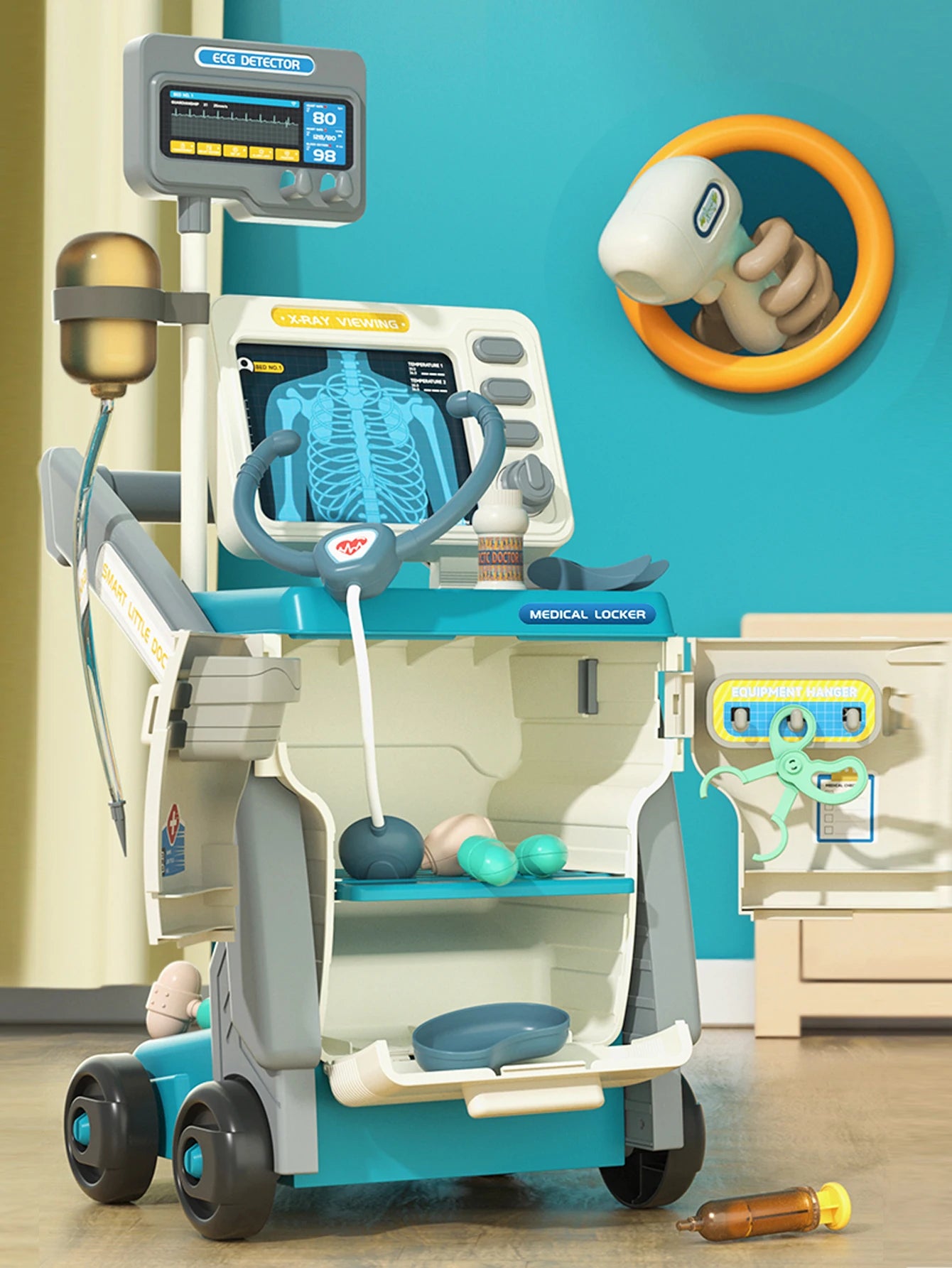 Doctor kit for kids, toy medical cart kit for toddlers with sounds, 3-5 year old toddler pretend to play doctor games