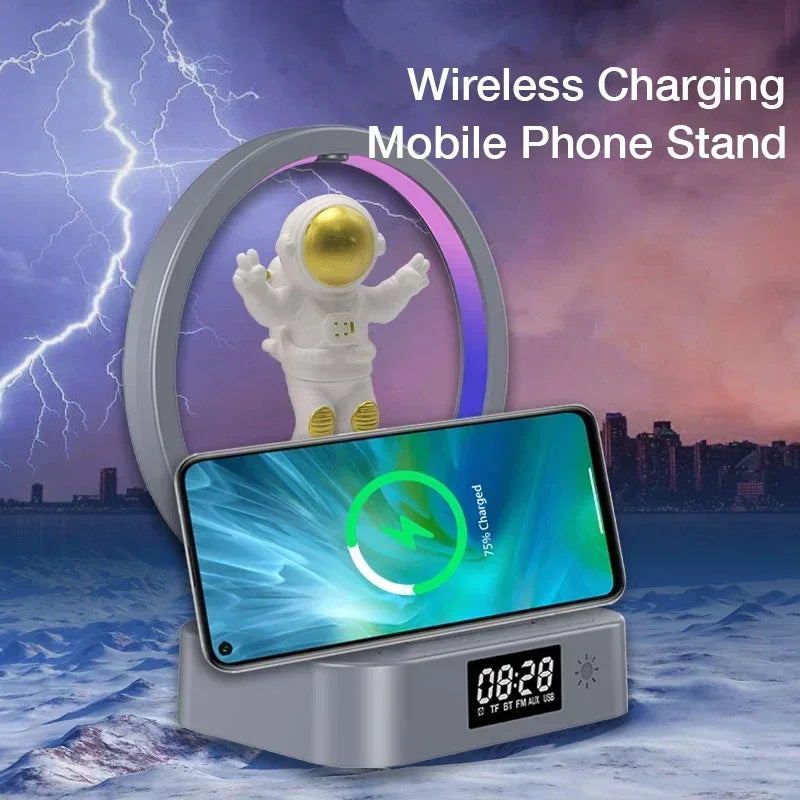 ZIHOTLE Magnetic Levitating Bluetooth Speaker Floating Astronaut Speakers Sound Box with LED Light Show Wireless Charger
