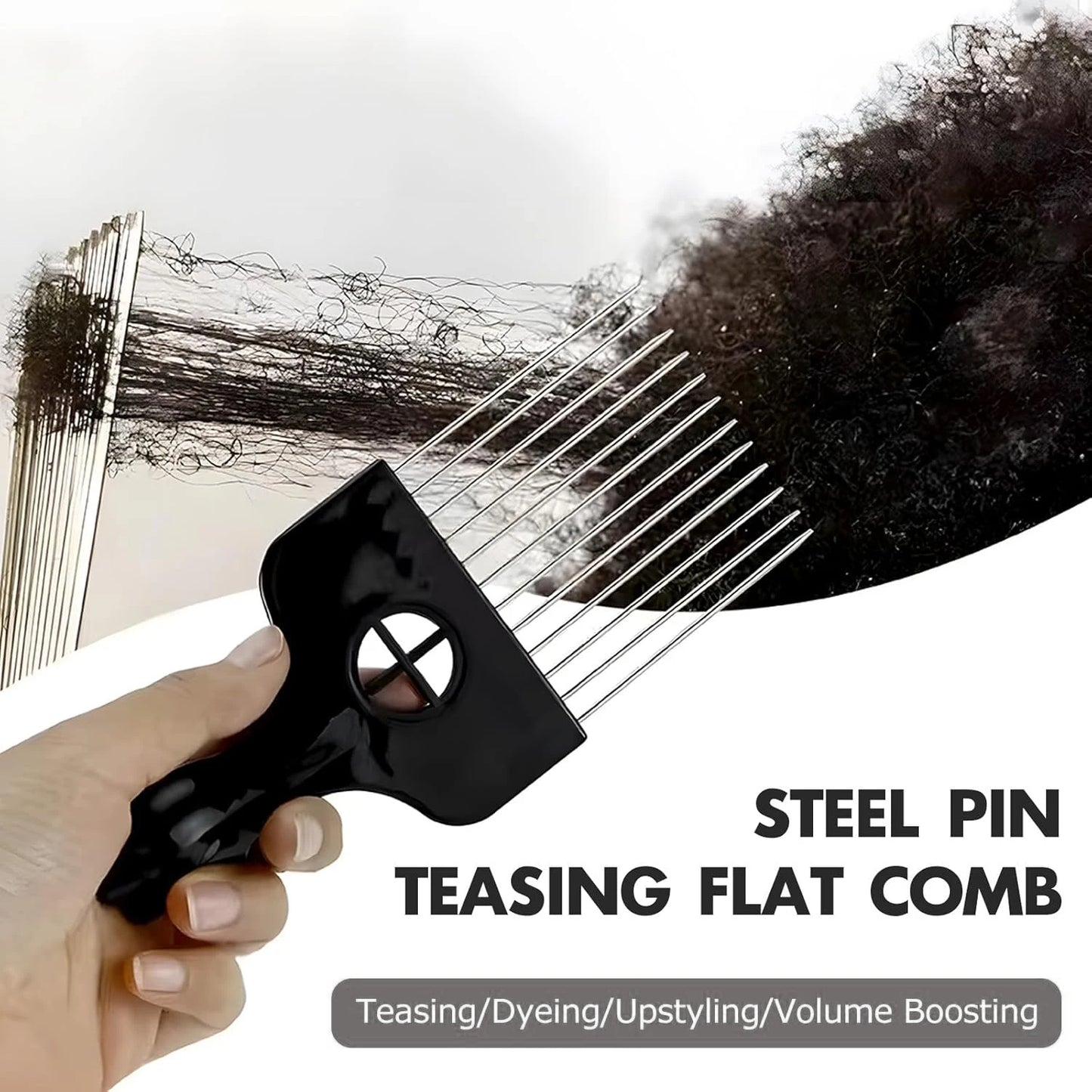3pcs/2pcs Stainless Steel Afro Hair Pick Set,Hair Picks - Black Metal Afro Combs for Hair Styling, Fist Pick for Women and Men