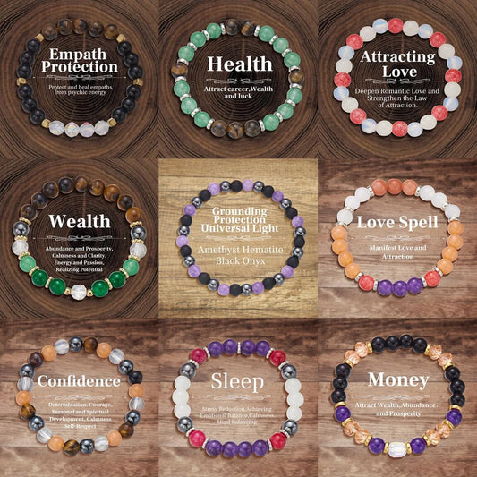 Natural Stone Bracelet Amethyst Quartz Tiger Eye Crystal Beads Bangles Women Men Health Wealth Lucky Reiki Healling Jewelry Gift