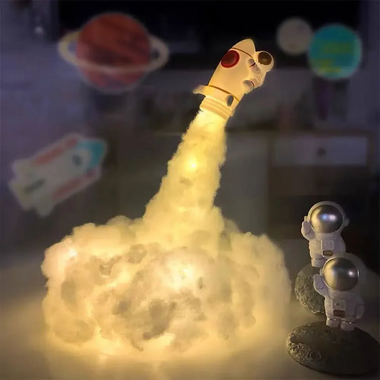 Night Light DIY Rocket Lamp LED Astronaut Night With USB Rechargeable Kids Home Decoration Night Light Creative Kids Gift