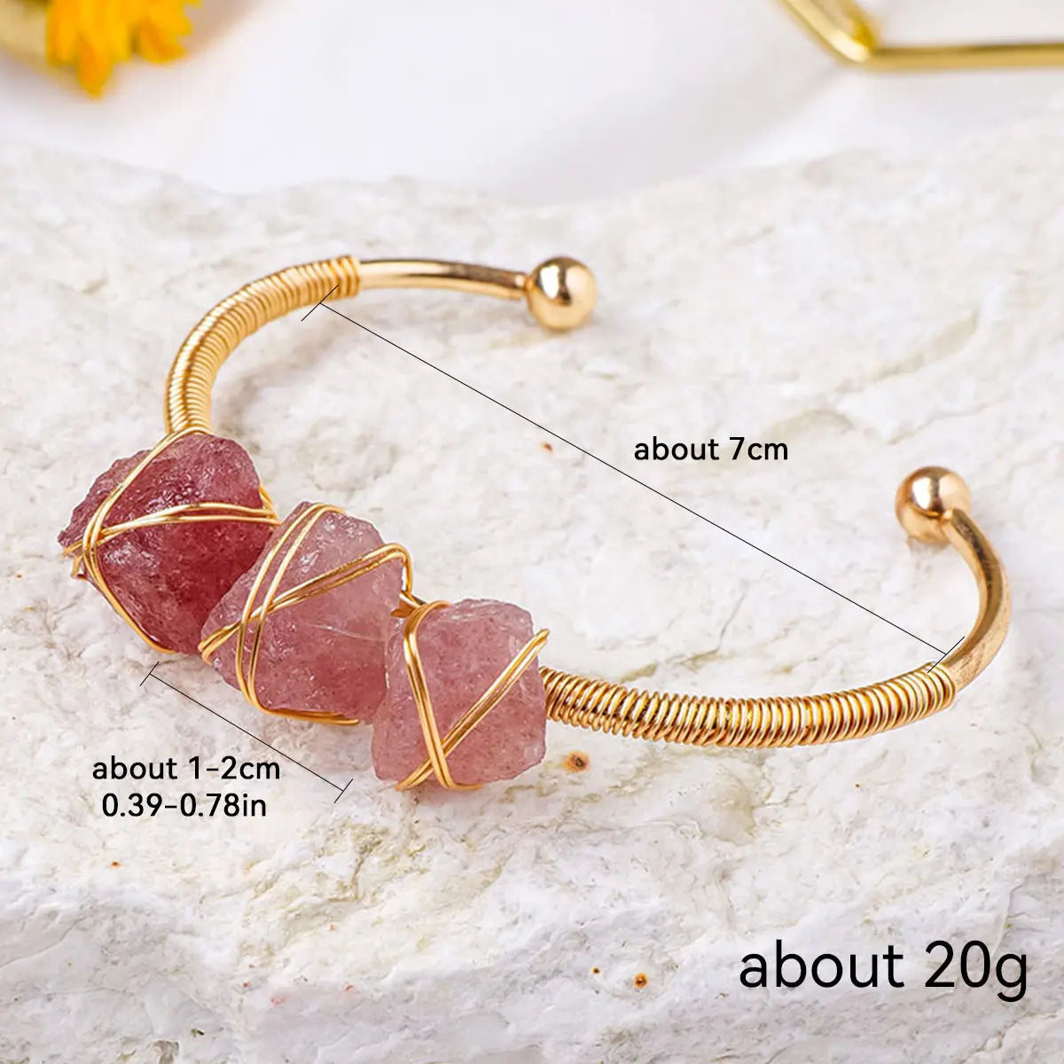 1PC Natural Crystal Lrregular Rough Raw Stone Bracelet Hand Woven Copper Wire Open Bracelet Jewelry Making For Women Jewelry