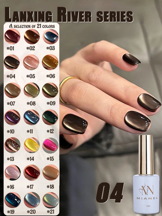 MIANEL 12ML/PCS Autumn Maillard Black Brown Cat Eye Gel Nail Polish Black Nails Christmas Nails Halloween Nails 2025 New Style