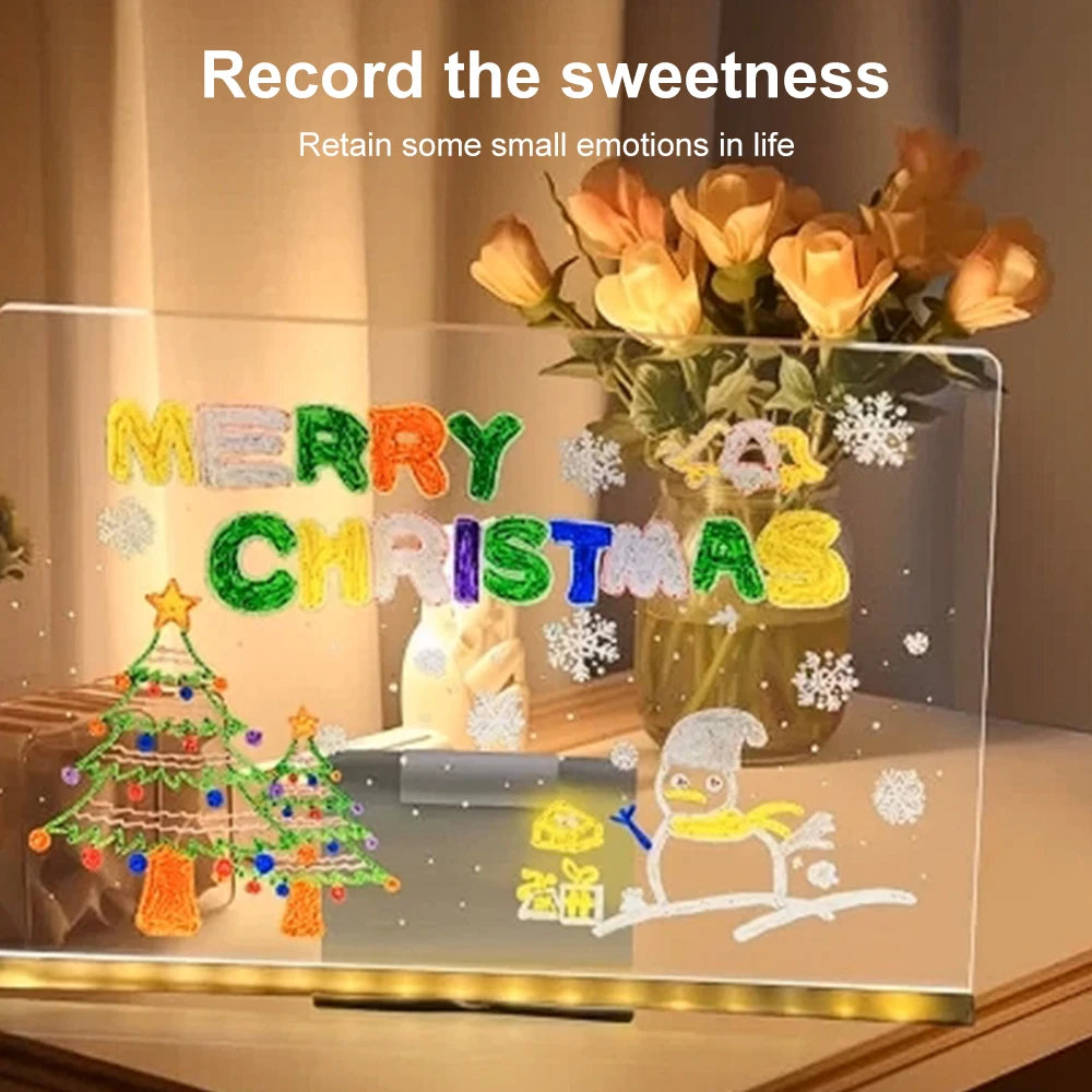 LED light up acrylic message board Erasable USB Children's Drawing Board DIY for Birthday Gifts Bar Advertising Boards
