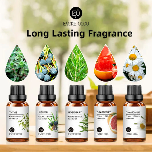 EVOKE OCCU 30ML Pure Nature Aroma Diffuser Essential Oils For Home Humidifier Massage Skin Hair Care Peppermint Jasmine Vanilla